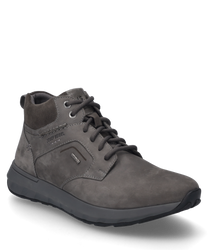 La zapatilla en antracita se caracteriza por su material de alta calidad y su robusto cordón. La coloración discreta y el diseño moderno le otorgan al zapato una elegancia atemporal.