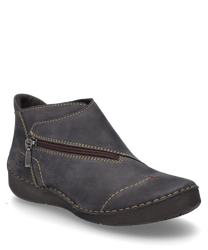 Ein Halbschuh in der Farbe Titan aus robustem Material mit auffälliger Kontrastnaht. Der Schuh verfügt über einen seitlichen Reißverschluss für einfaches An- und Ausziehen.