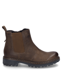 Die Stiefelette in der Farbe Moro besteht aus hochwertigem Leder und verfügt über einen seitlichen Reißverschluss für einfaches Anziehen. Die robuste Sohle und das schlichte Design machen sie ideal für den täglichen Gebrauch.