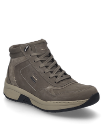 Zapatilla color topo con cordones fabricada en cuero de alta calidad. El zapato se destaca por su suela robusta y costuras decorativas discretas ideal para un look deportivo y elegante.