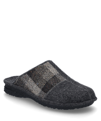 La zapatilla de casa en gris multi está hecha de un material textil suave con un elástico para ponerla y quitarla fácilmente. Se caracteriza por un patrón a cuadros y una suela acolchada para mayor comodidad.