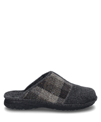 La zapatilla de casa en gris multi está hecha de un material textil suave con un elástico para ponerla y quitarla fácilmente. Se caracteriza por un patrón a cuadros y una suela acolchada para mayor comodidad.