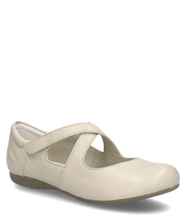 La bailarina mostrada en el color Cerámica está hecha de material suave y cuenta con un práctico cierre de velcro. El zapato tiene una forma simple y elegante con una punta redondeada.