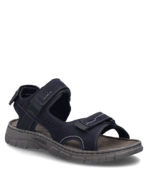 Die Sandale in indigo-kombi ist aus robustem Material gefertigt und verfügt über einen praktischen Klettverschluss. Sie hat eine bequeme Sohle und ist mit markanten Nähten verziert.