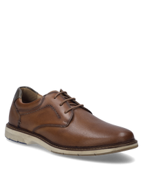 La chaussure basse en combinaison camel se présente avec un élégant système de laçage et est fabriquée en cuir de haute qualité. La couleur brune et la fine perforation confèrent à la chaussure un look moderne.