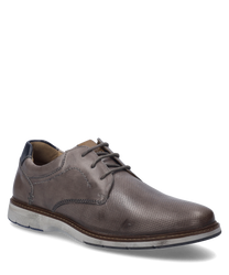 El zapato de media caña en color granito-multi está hecho de un material superior liso y perforado. El zapato cuenta con un sistema de cordones y una suela blanca en contraste.