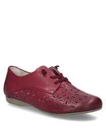 De halfhoge schoen in de kleur Berry is gemaakt van hoogwaardig leer en heeft een decoratieve vetersluiting. Bijzondere kenmerken zijn de fijne bloemenpatroon uitsparingen aan de zijkanten die zorgen voor een elegante uitstraling.