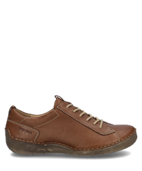 De halfhoge schoen in de kleur cognac is gemaakt van hoogwaardig leer en heeft een elegante vetersluiting. De schoen kenmerkt zich door fijne stiksels en een robuuste licht afgeronde zool.