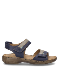 This indigo multi sandal features a practical Velcro closure and is made from durable material. The sandal combines blue and beige tones with a comfortable cushioned footbed.