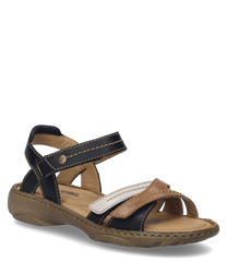 Cette sandale en noir-multi dispose d'une fermeture velcro pratique et est fabriquée à partir d'un mélange de matériaux durable. La conception bicolore avec des éléments beiges et bruns crée un look à la mode.