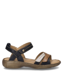 Cette sandale en noir-multi dispose d'une fermeture velcro pratique et est fabriquée à partir d'un mélange de matériaux durable. La conception bicolore avec des éléments beiges et bruns crée un look à la mode.