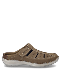 El zapato en color arena está hecho de cuero de alta calidad y tiene un práctico cierre de velcro. Las características especiales son las costuras decorativas y los recortes laterales para una mejor ventilación.