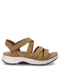 The sandal in the color nut is made of high-quality material and features a practical Velcro closure. The light padded soles ensure high wearing comfort.