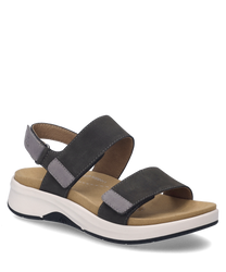 This sandal in a titanium combination color features a practical Velcro closure. It is made from a durable material that offers comfort and longevity.