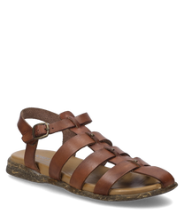 Sandalo color cognac con fibbia come chiusura. Realizzato in pelle ideale per un look estivo alla moda.