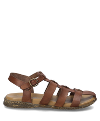 Sandalo color cognac con fibbia come chiusura. Realizzato in pelle ideale per un look estivo alla moda.