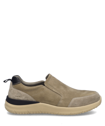 De halfhoge schoen in zandkleurige combinatie is gemaakt van suede met een elastische rubberen band voor eenvoudig aan- en uittrekken. De lichte zool en het eenvoudige ontwerp maken het veelzijdig en comfortabel voor dagelijks gebruik.