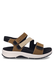 The sandal in the color Castagne-combination is made of a material mix and features a practical Velcro closure. The shoe has a white sole and contrasting black details for a sporty look.