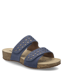 De sandaal in de kleur 'shark-kombi' kenmerkt zich door het hoogwaardige materiaal en de twee praktische klittenbandsluitingen. De schoen biedt een comfortabele zool met een natuurlijke kurklook ideaal voor dagelijks gebruik.