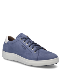 La sneaker de couleur "shark-kombi" est fabriquée à partir d'un matériau lisse et de haute qualité avec une semelle blanche. Elle dispose d'un laçage et d'une zone de talon blanche contrastante.