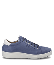 La sneaker de couleur "shark-kombi" est fabriquée à partir d'un matériau lisse et de haute qualité avec une semelle blanche. Elle dispose d'un laçage et d'une zone de talon blanche contrastante.