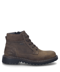 The ankle boot in the color Brazil is made of durable leather and features lacing for optimal support. The shoe has a distinctive seam design and a profiled sole for better grip.