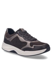 De sneaker in de kleur "espresso-combinatie" kenmerkt zich door een elegant ontwerp met veters. Het bovenmateriaal combineert donkere en lichte bruintinten met hoogwaardige leren accenten voor een stijlvolle uitstraling.