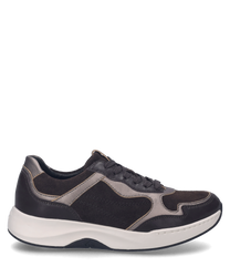 De sneaker in de kleur "espresso-combinatie" kenmerkt zich door een elegant ontwerp met veters. Het bovenmateriaal combineert donkere en lichte bruintinten met hoogwaardige leren accenten voor een stijlvolle uitstraling.
