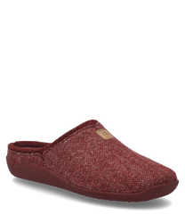 La zapatilla de casa en combinación burdeos presenta un diseño sencillo y elegante sin cierre. El material suave ofrece comodidad y el color uniforme le da un aspecto atemporal.