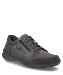 La chaussure basse de couleur 'granite-combi' est fabriquée en cuir de haute qualité avec un laçage fin et une fermeture éclair sur le côté. La semelle est robuste et offre un confort de port optimal tandis que les coutures contrastées constituent un éléme