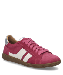 La sneaker est conçue dans une combinaison de couleurs multicolores rose et est fabriquée à partir d'un matériau doux et velouté. Il dispose d'un accent de bande blanche et d'un laçage pour un maintien optimal.
