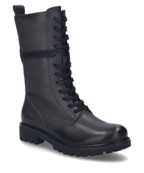 The boot in the color asphalt is made of robust leather and features a practical lacing. The shoe is characterized by its high shape and the subtle brand logo on the outside.