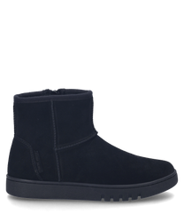La bota negra está hecha de material suave y tiene una práctica cremallera en el costado. El zapato tiene una superficie lisa y una suela robusta para un agarre óptimo.