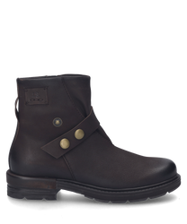 La bota en color Moro está hecha de cuero de alta calidad y cuenta con un cierre lateral de cremallera. Las características especiales son los botones decorativos en color dorado y el robusto tacón oscuro.