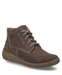 The half shoe in the color Brazil is made of robust leather and features lacing. Special features include contrasting seams and a profiled sole for better grip.