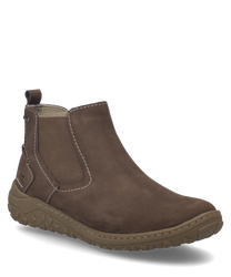 La chaussure de demi en couleur Brésil est fabriquée à partir d'un matériau brun robuste et est équipée d'une fermeture éclair. Les caractéristiques particulières sont les coutures contrastées et la semelle profilée pour une meilleure adhérence.