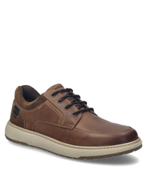 La sneaker color cognac è realizzata in pelle di alta qualità ed è dotata di una suola chiara e strutturata. Presenta una classica chiusura con lacci e inserti in tessuto a contrasto per un comfort aggiuntivo.