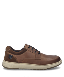 La sneaker color cognac è realizzata in pelle di alta qualità ed è dotata di una suola chiara e strutturata. Presenta una classica chiusura con lacci e inserti in tessuto a contrasto per un comfort aggiuntivo.
