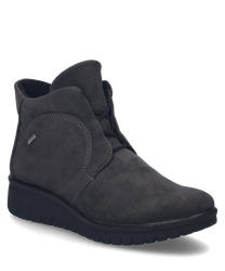 The half shoe in graphite color is made of smooth high-quality material and features lacing as a closure. Special features include careful stitching and a sturdy sole that provides additional comfort.