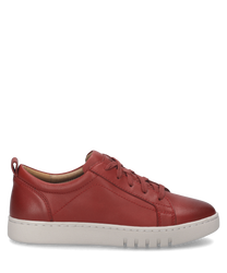 Sneaker w kolorze hibiskusa zachwyca gładką wysokiej jakości skórą oraz sznurowaniem zapewniającym optymalne wsparcie. Biała profilowana podeszwa nadaje butowi nowoczesny i sportowy wygląd.