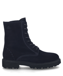 La botte de couleur "océan" est fabriquée en daim de haute qualité avec un laçage. La semelle robuste et les coutures précises confèrent à la chaussure une allure élégante et durable.