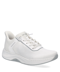 Zapato deportivo blanco de material sintético con cierre Easy On. Su diseño moderno y cómodo es ideal para uso diario.