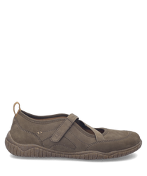 Ballerines en cuir marron avec fermeture Velcro. Design simple et élégant avec semelle antidérapante pour un confort optimal.