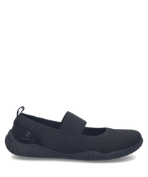 Ballerines noires avec une fermeture élastiquée. Fabriquées en matériau respirant elles offrent un confort optimal et un style élégant.
