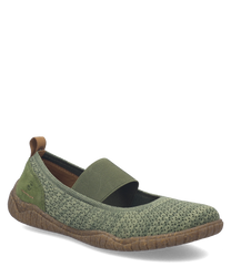 Ballerines vertes avec une fermeture élastiquée. Fabriquées en matériau maille pour un confort optimal et un style décontracté.