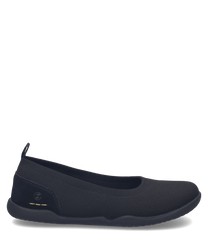 Schwarze Ballerina aus atmungsaktivem Mesh mit Gummizug für optimalen Halt. Schlichtes Design mit flacher Sohle sorgt für Komfort und Flexibilität im Alltag.