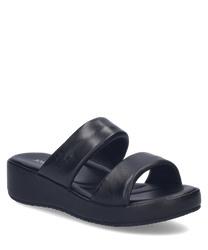Zwarte loafer met een elastische band voor een comfortabele pasvorm. Gemaakt van soepel materiaal met een eenvoudige en stijlvolle uitstraling ideaal voor dagelijks gebruik.