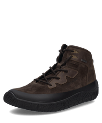 Brauner Halbschuh aus Wildleder mit Reißverschluss. Robuste schwarze Gummisohle für optimalen Halt.