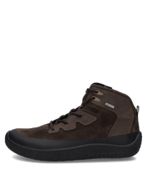 Brauner Halbschuh aus Wildleder mit Reißverschluss. Robuste schwarze Gummisohle für optimalen Halt.