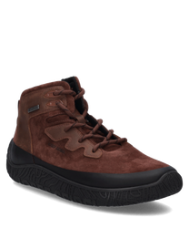 Brauner Halbschuh aus Wildleder mit Reißverschluss. Robuste schwarze Sohle für optimalen Halt.